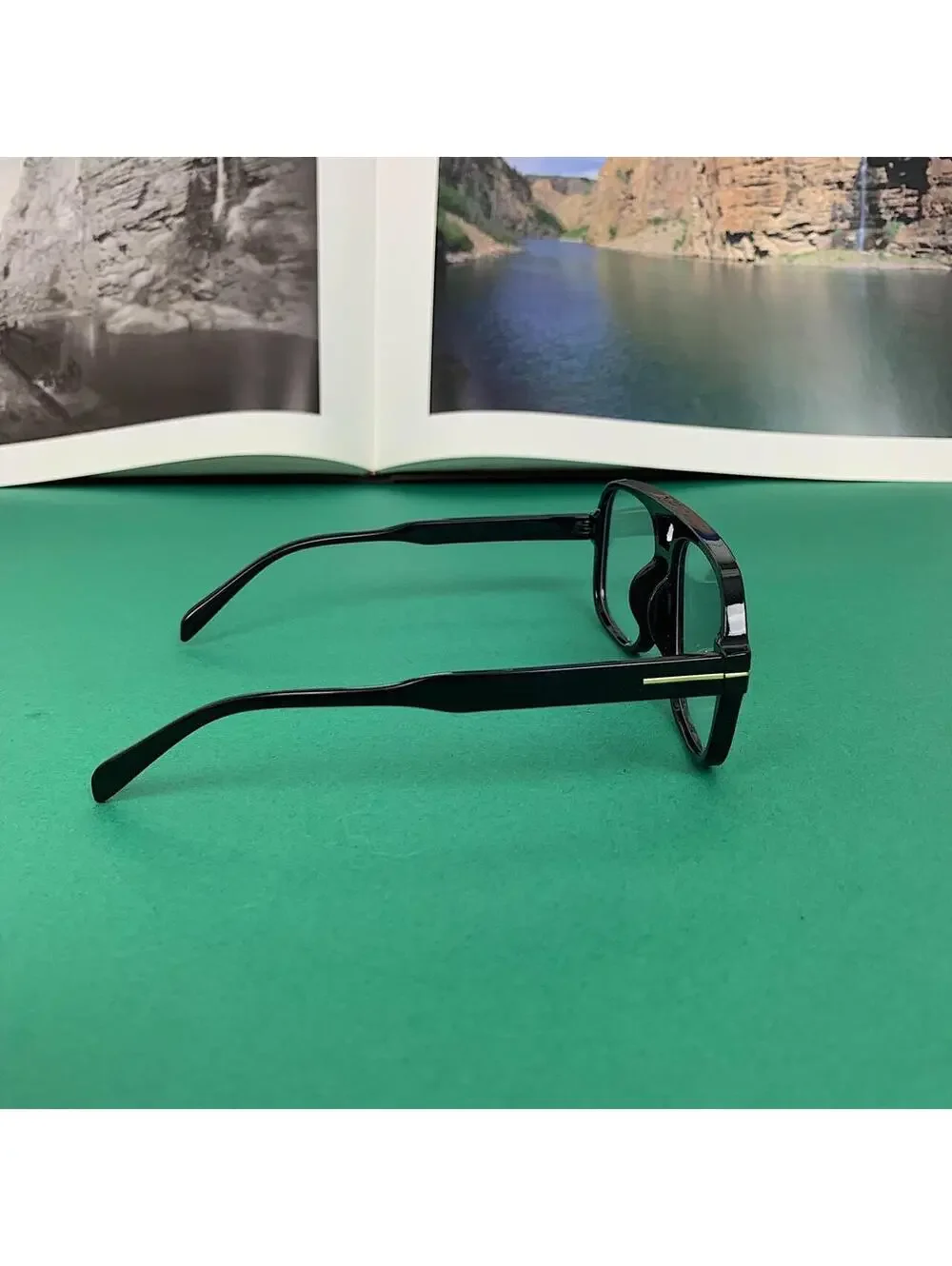 Vintage 90s style Black square frame glasses with clear 55mm lens. Unisex